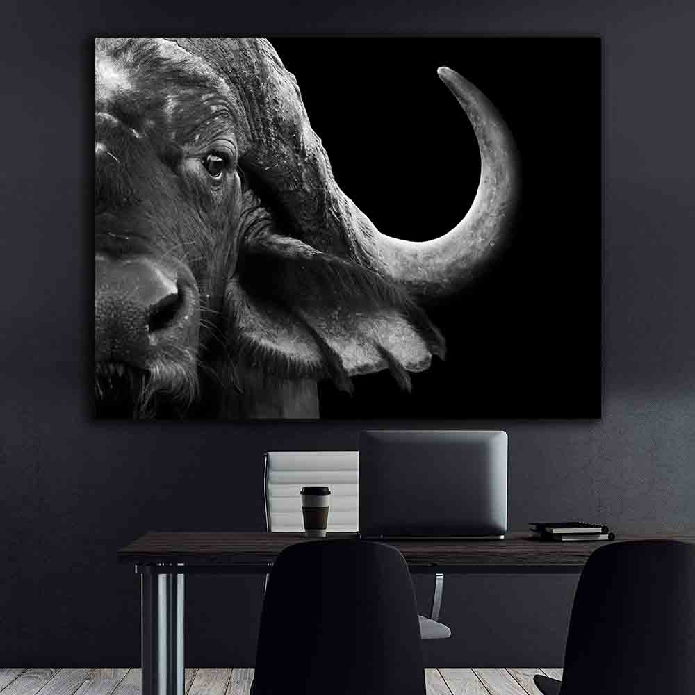 Leinwandgemälde - Schwarz-weißer Büffel