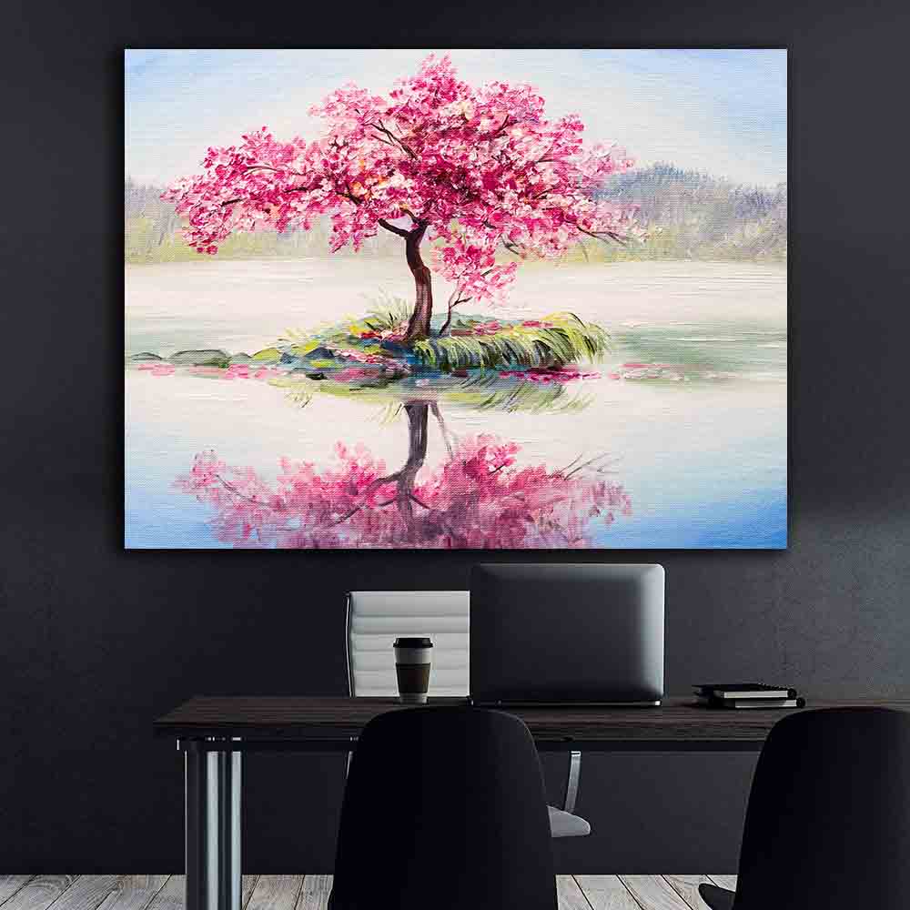 Leinwandgemälde - Baum mit rosa Blumen