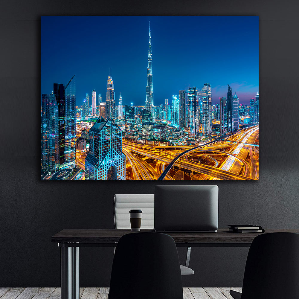 Leinwandgemälde - Dubai bei Nacht