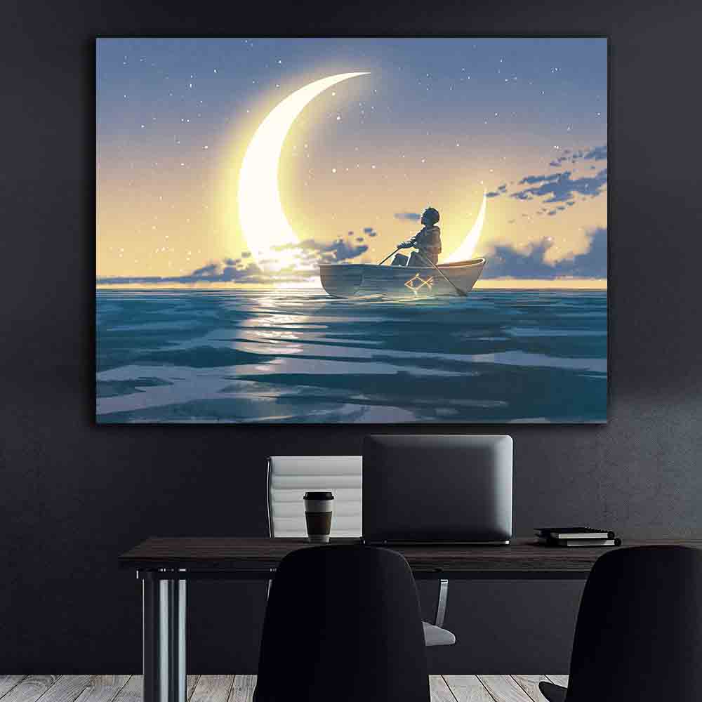 Leinwandbild - Der Junge auf dem Boot