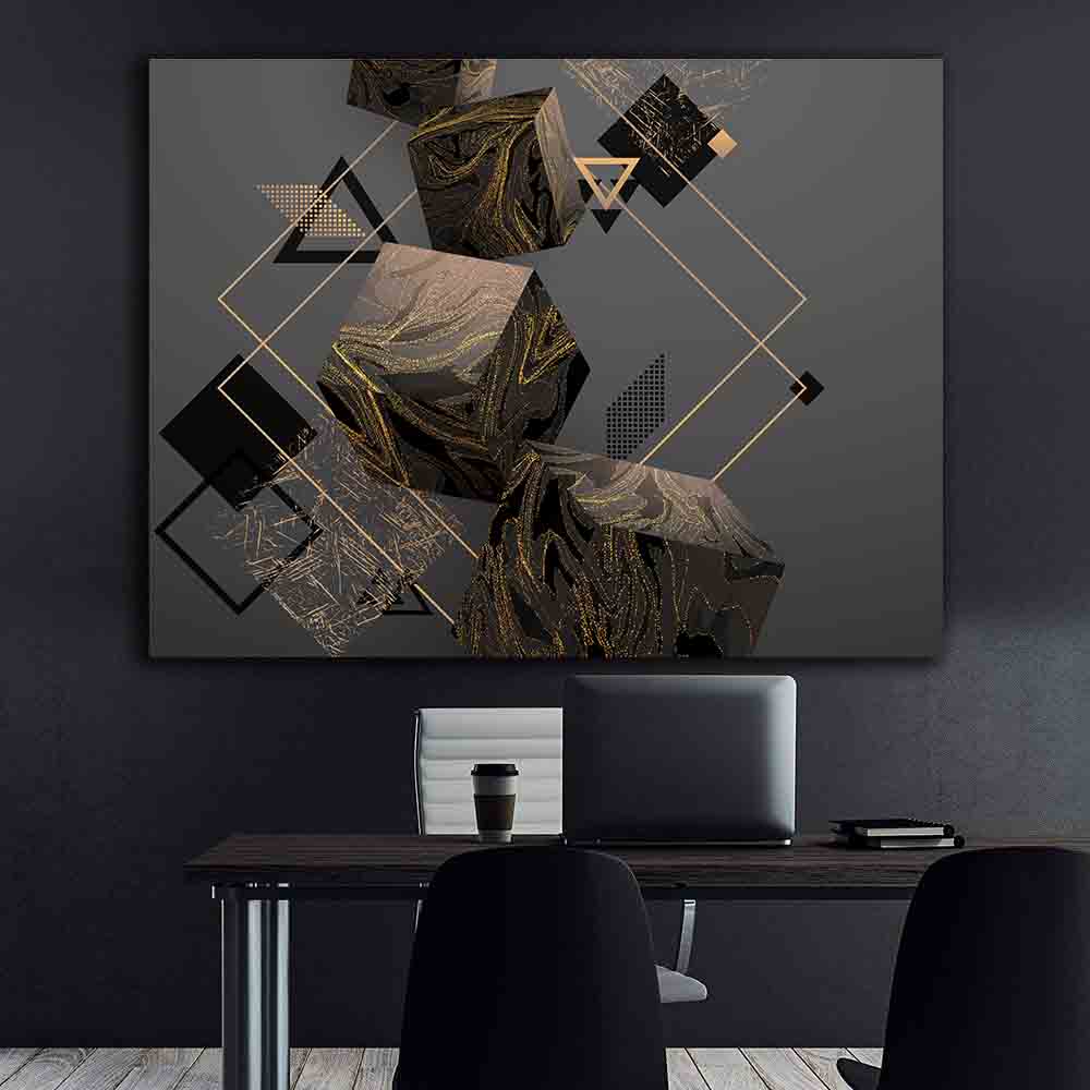 Leinwandgemälde - Gold- und Schwarzwürfel