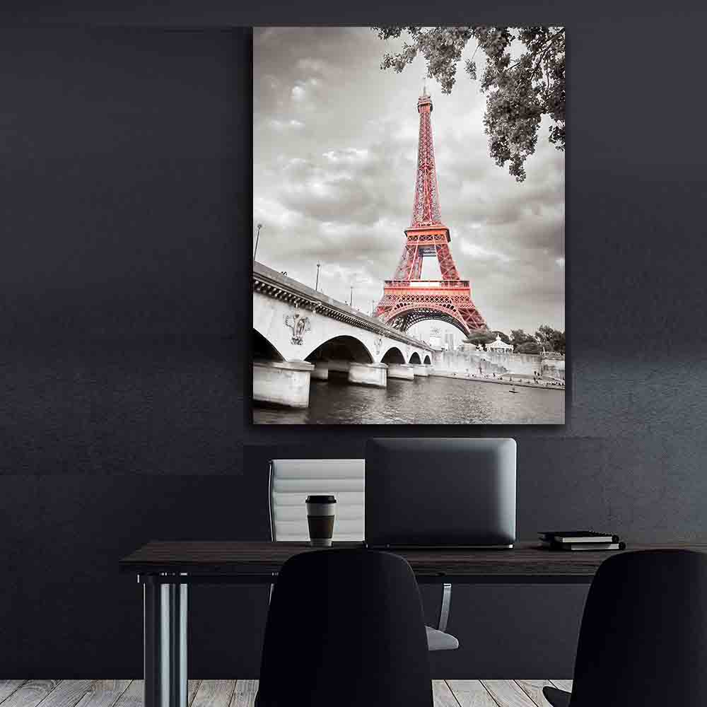 Leinwandbild - Eiffelturm Schwarz und Weiß