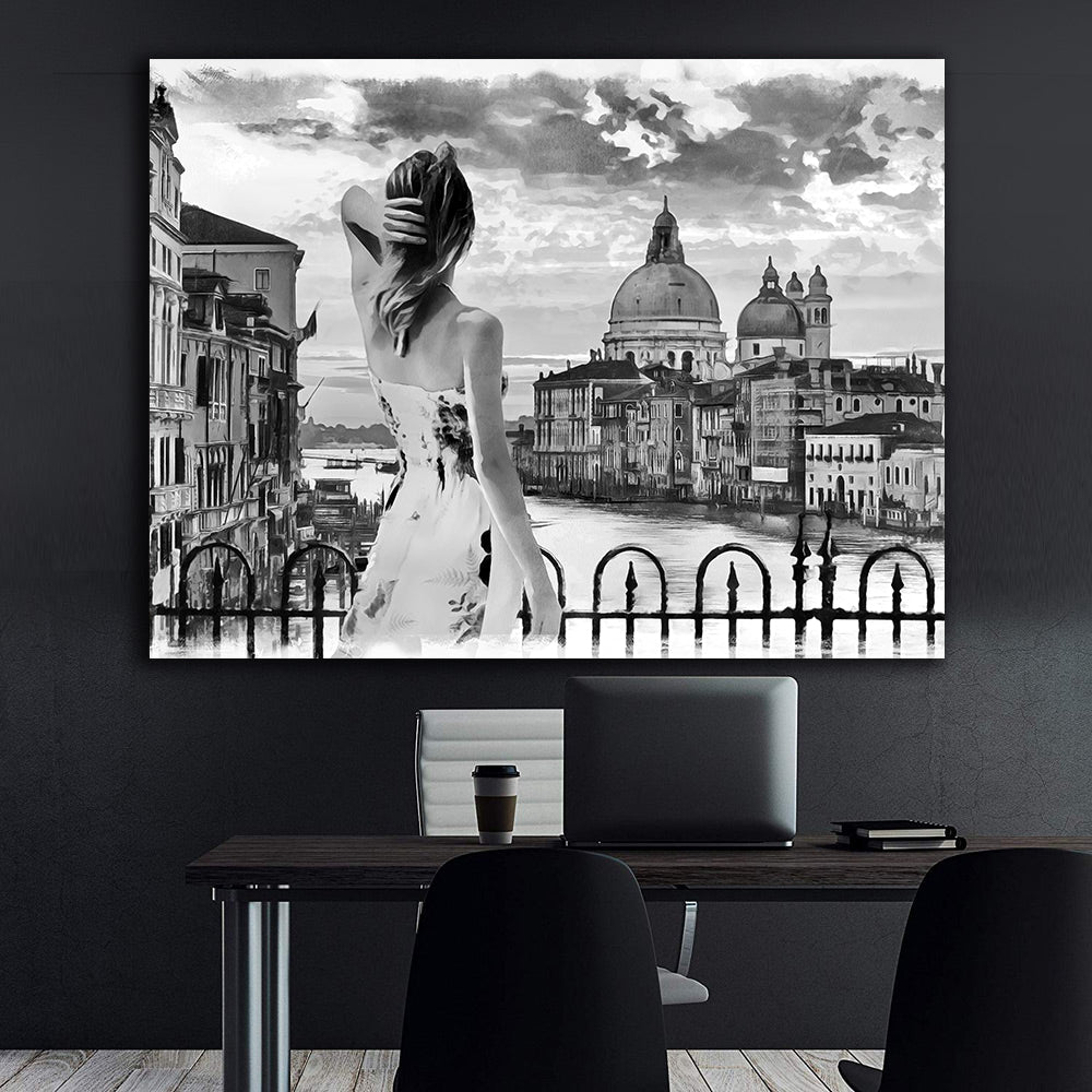 Leinwandbild - Frau in Venedig