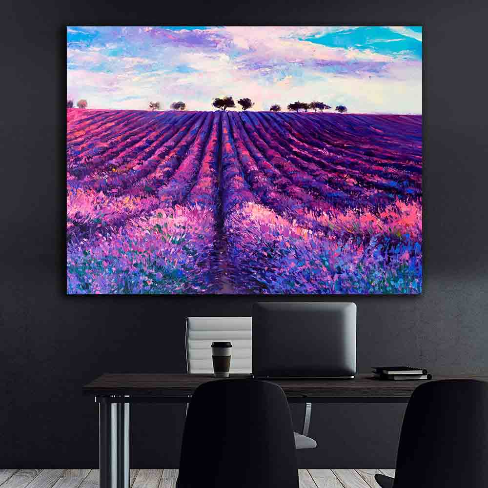 Peinture sur toile - Champ de lavande