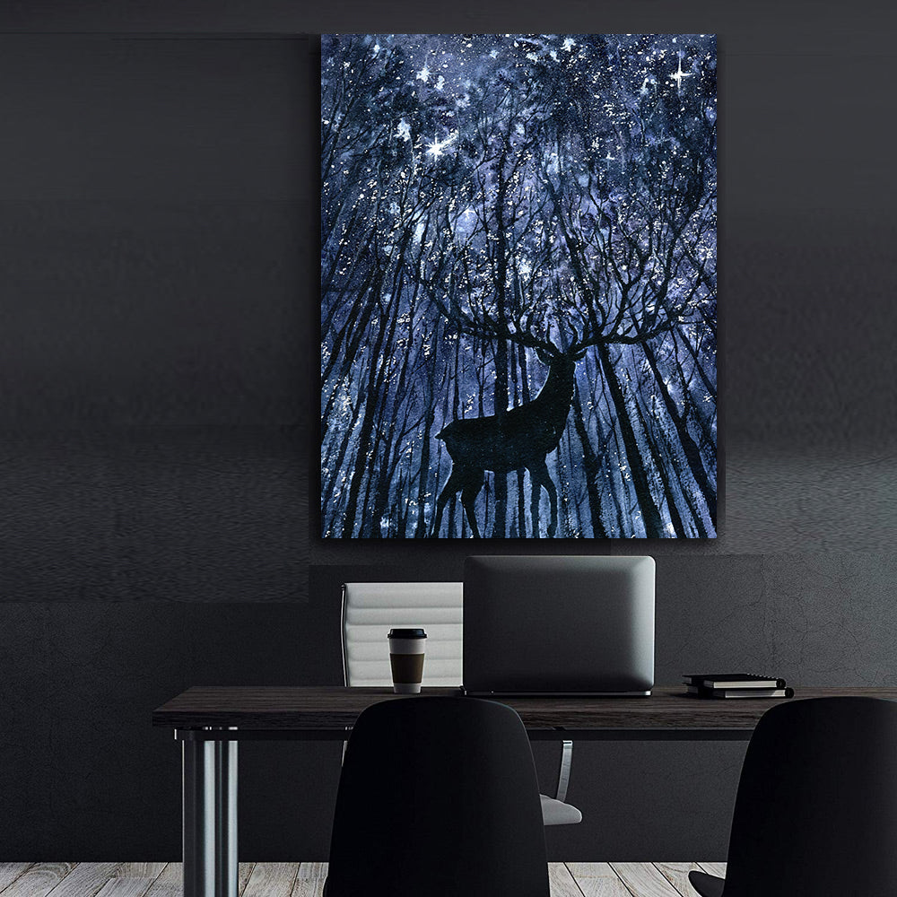 Leinwandbild - Hirsch im Wald