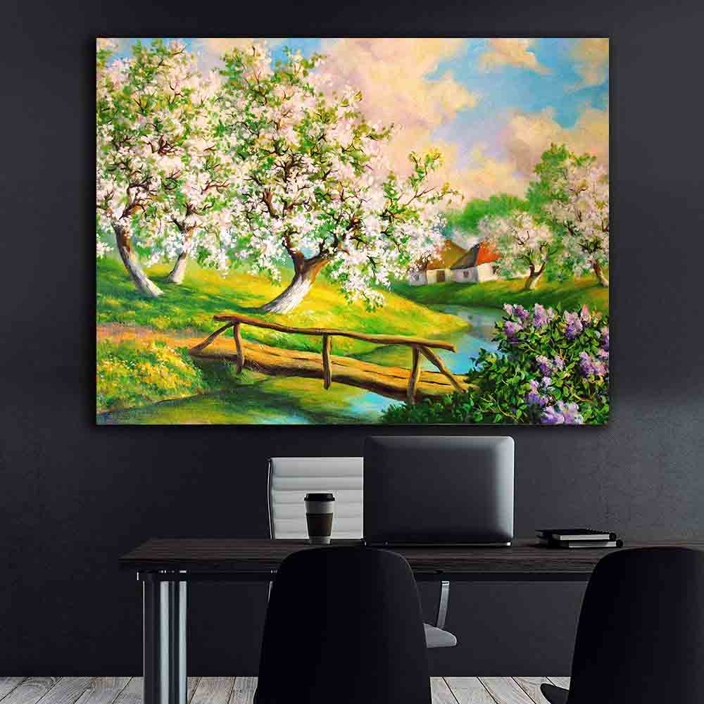 Peinture sur toile - Jardin de fleurs printanières