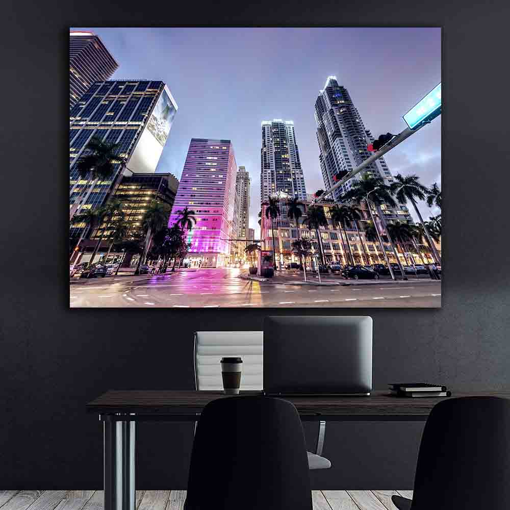 Leinwandgemälde - Miami bei Nacht