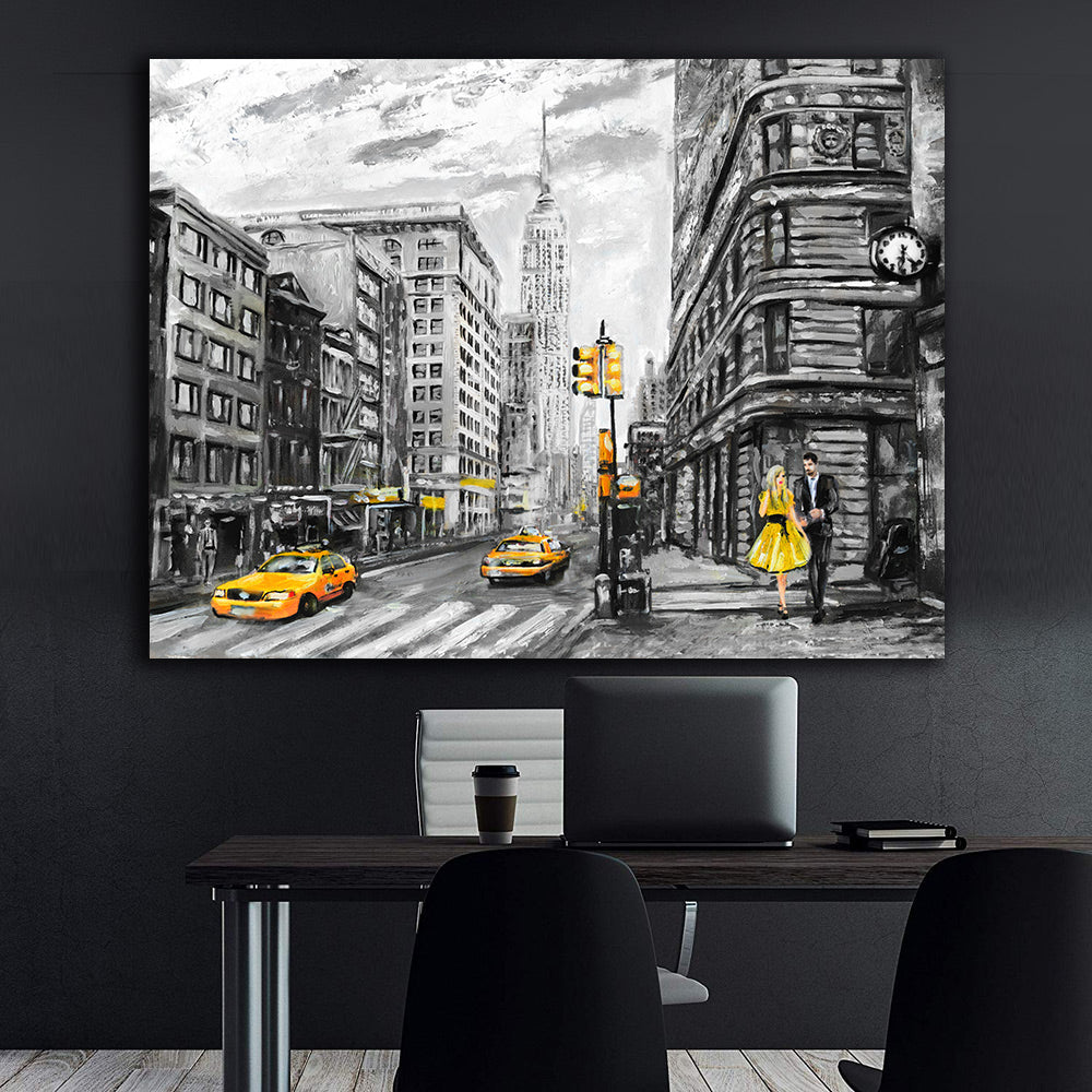 Leinwandgemälde - Schwarz-Weiß-Stadt