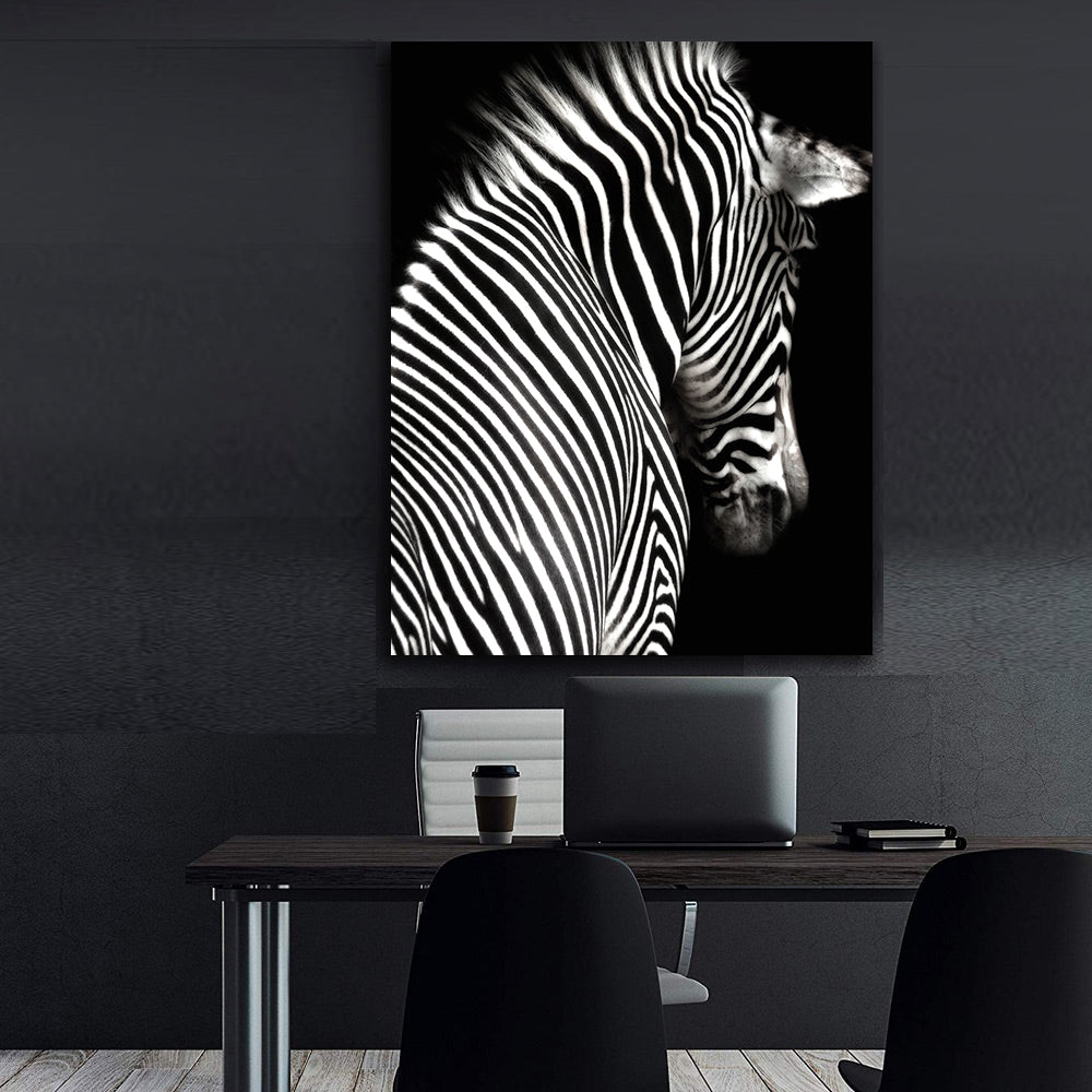 Leinwandgemälde - Schwarz-weißes Zebra