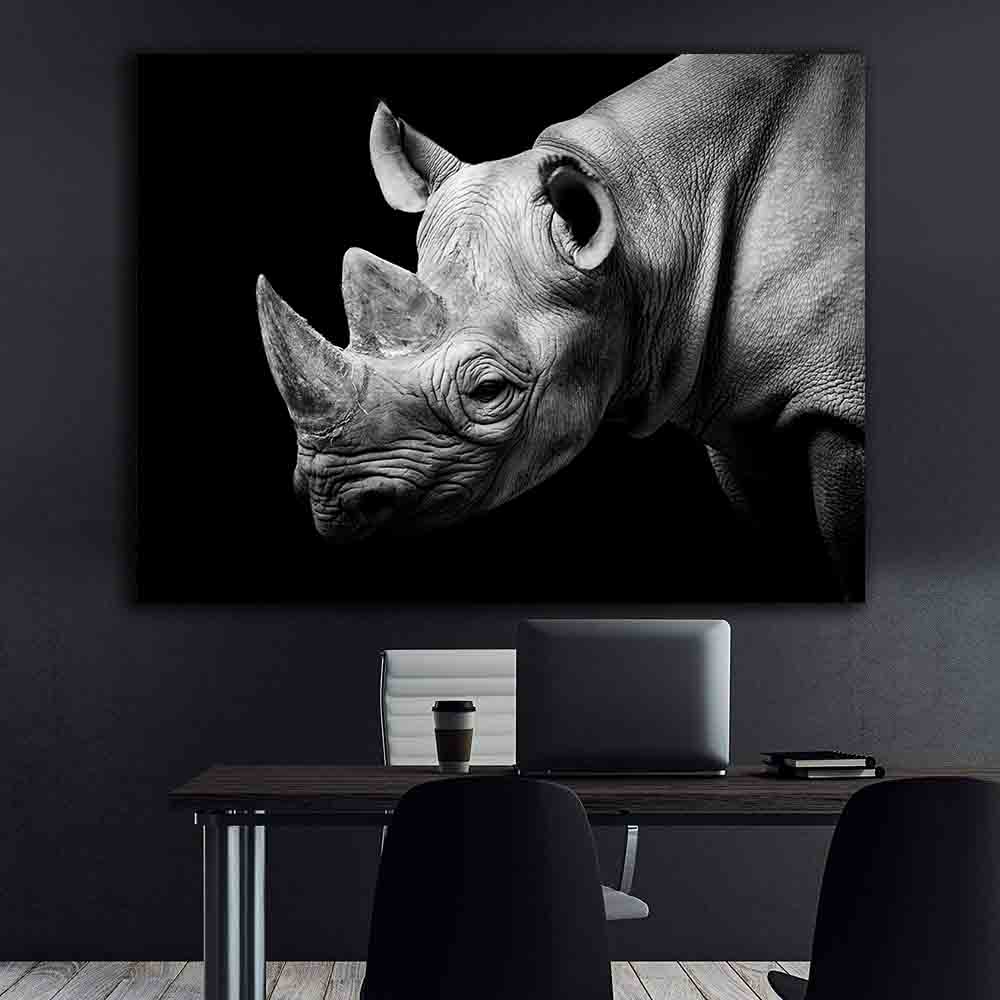 Leinwandbild - Schwarz-weißes Nashorn