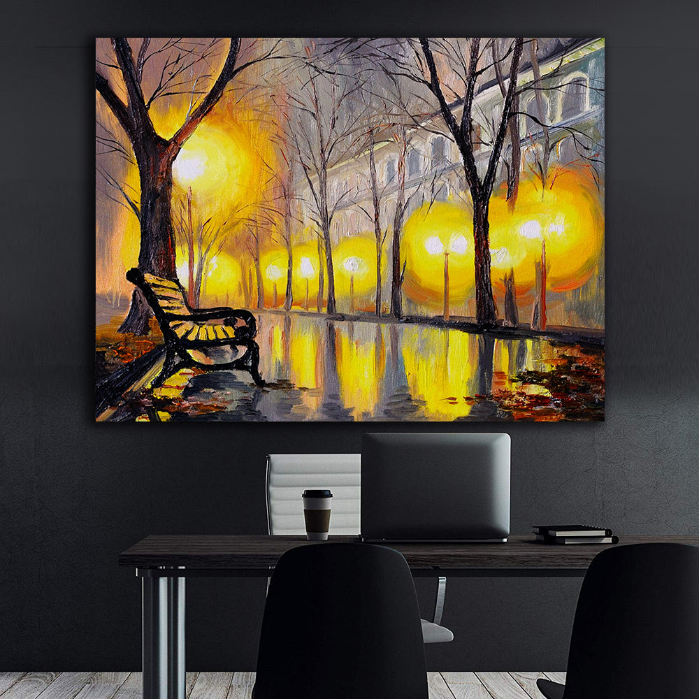 Leinwandgemälde - Regnerische Stadt