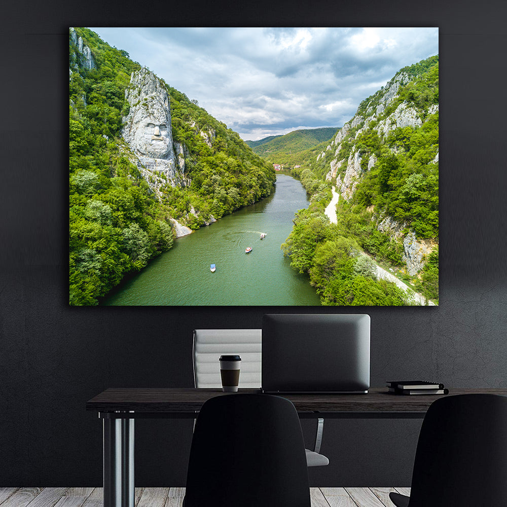 Leinwandbild - Felsstatue