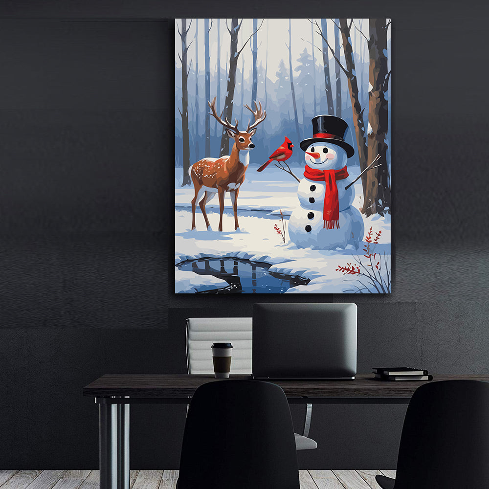 Set Pictură pe numere – Căprioară Și Om De Zăpadă 6152