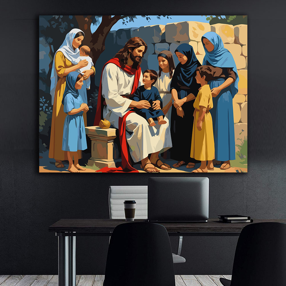 Set Pictură pe numere – Iisus Binecuvântând Copiii 6345