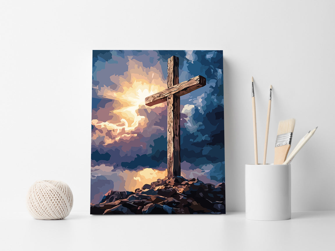 Set Pictură pe numere – Crucea Pe Stâncă 6252