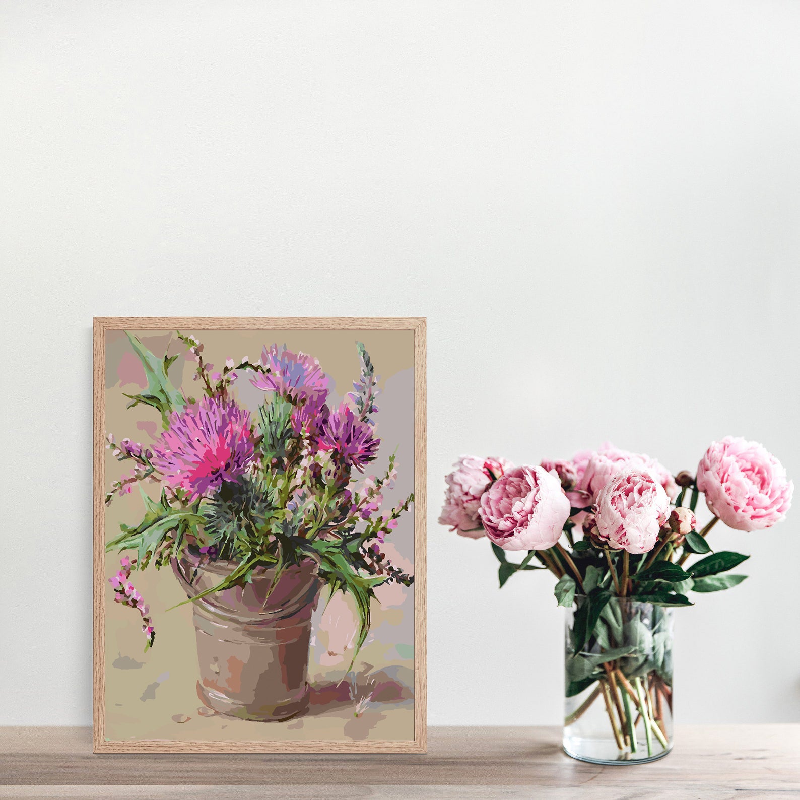Malen nach Zahlen - Rosa Blumen in Vase 4388