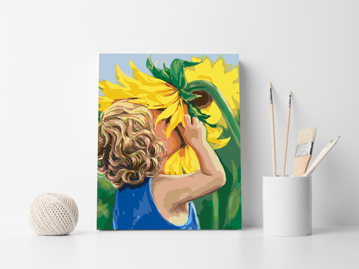 Malen nach Zahlen - Kind mit Sonnenblume 4446