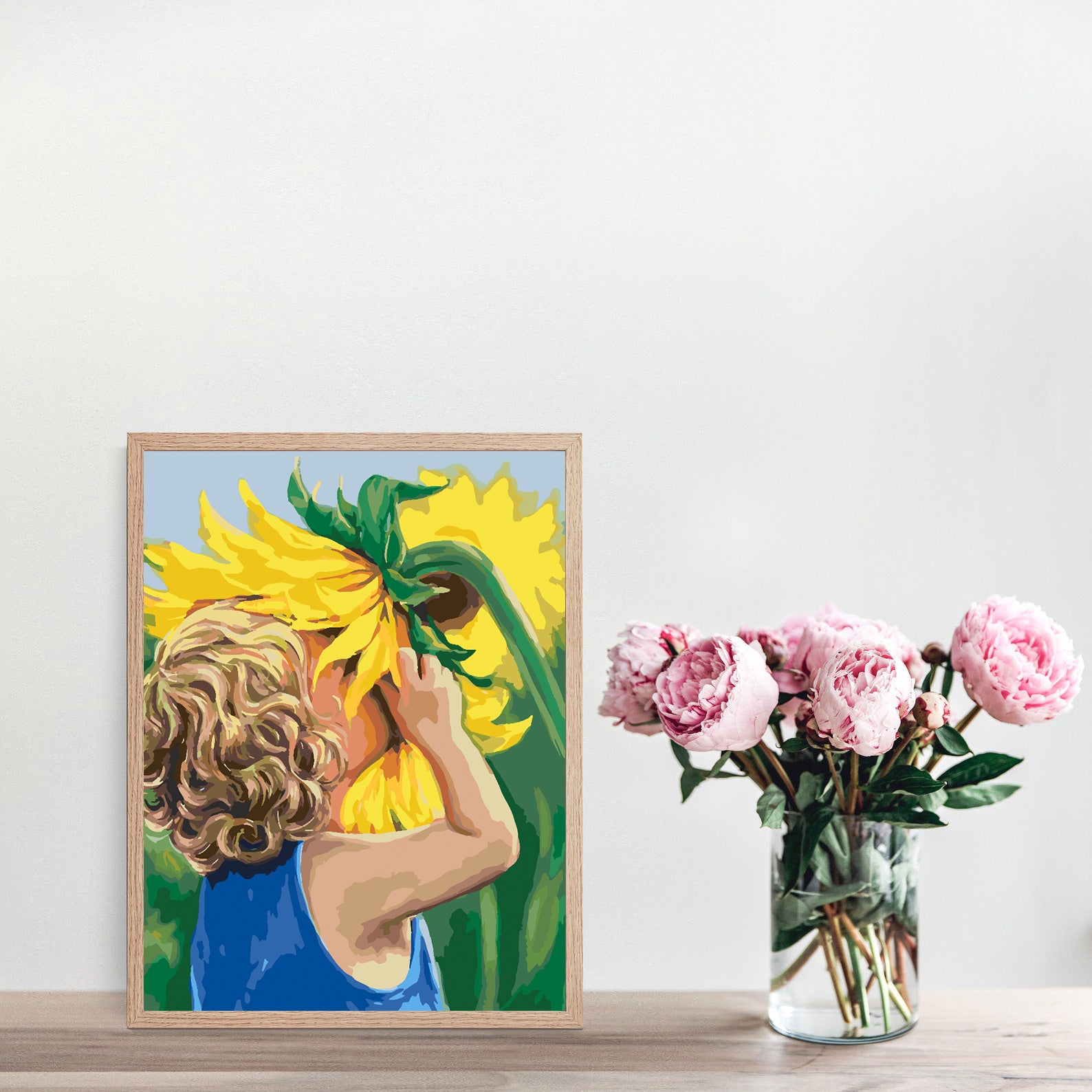 Pictura pe numere - Copil cu Floarea Soarelui 4446