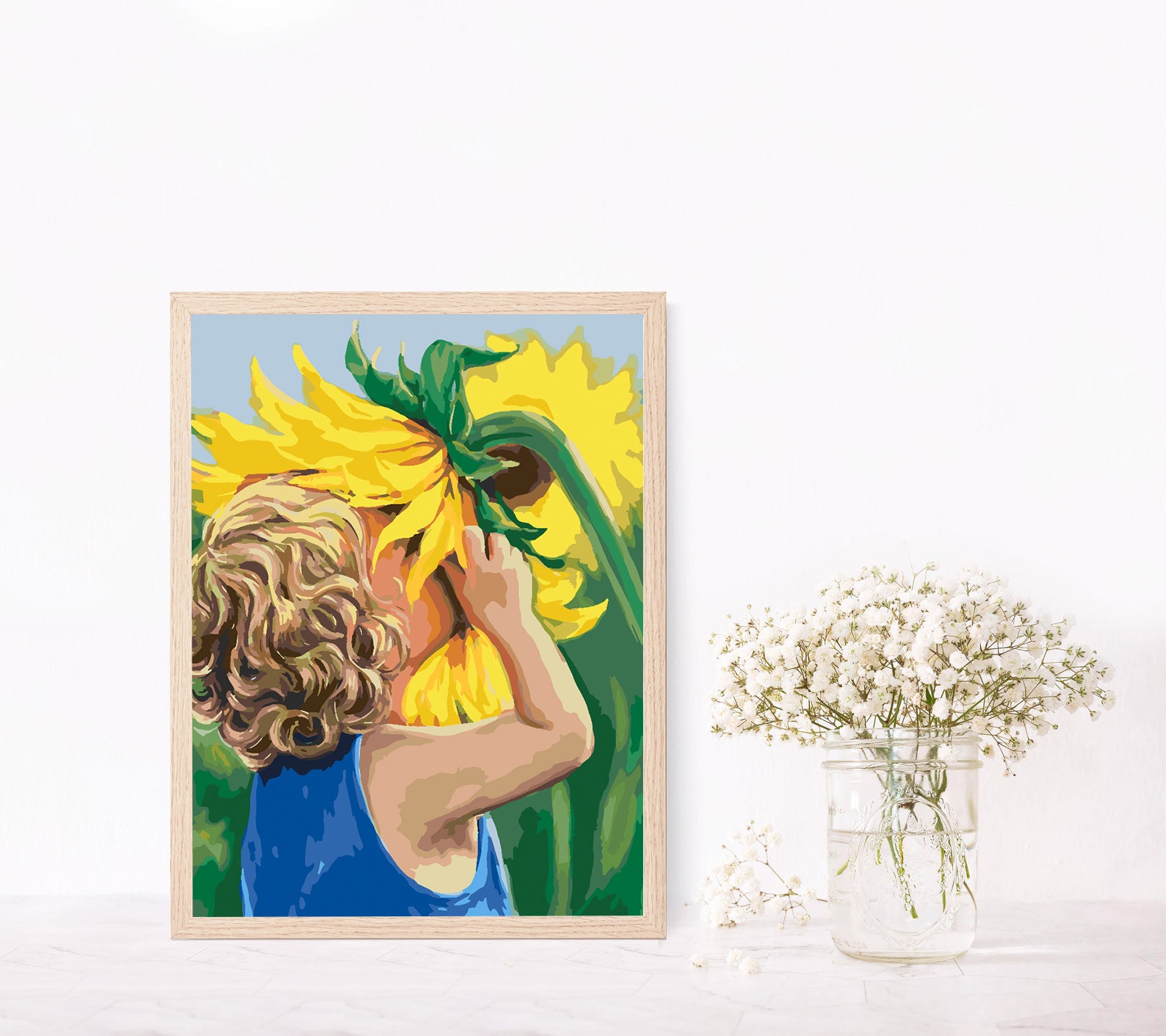 Malen nach Zahlen - Kind mit Sonnenblume 4446