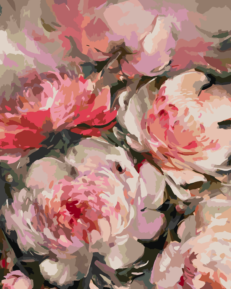 Pictura pe numere - Flori Roz 4451