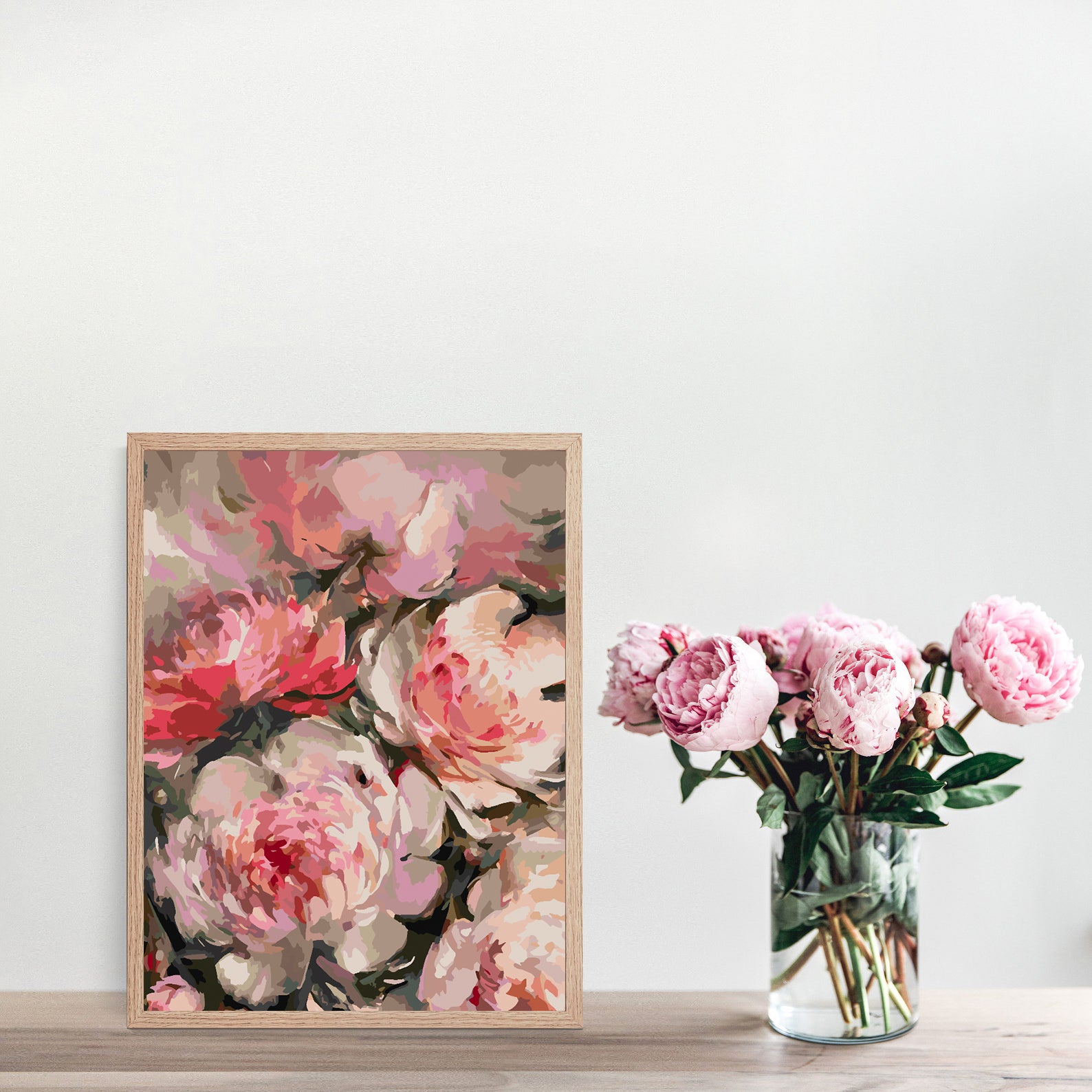 Pictura pe numere - Flori Roz 4451