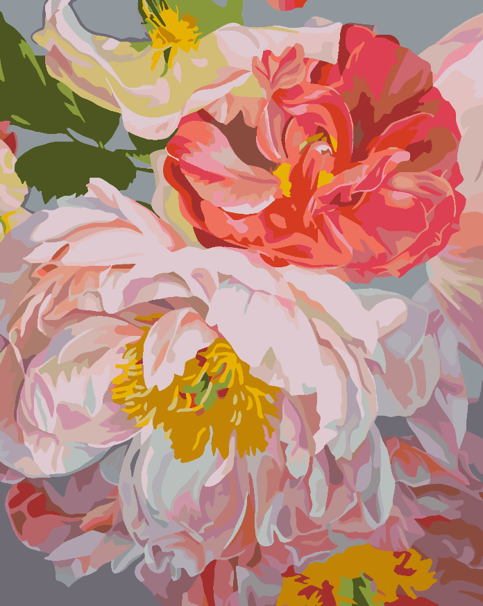 Pictura pe numere - Flori Roz 4487