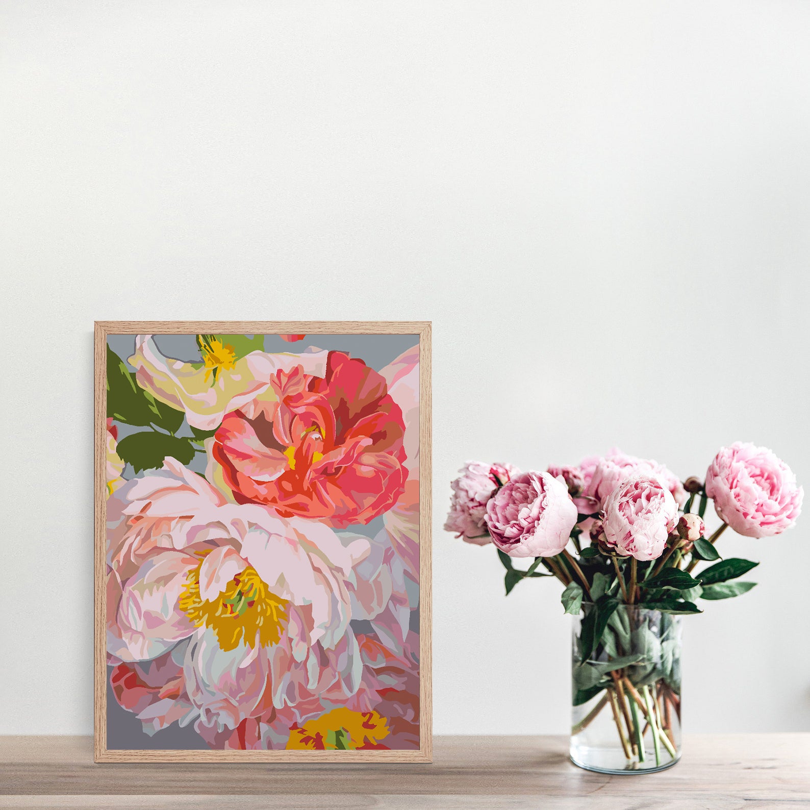 Pictura pe numere - Flori Roz 4487