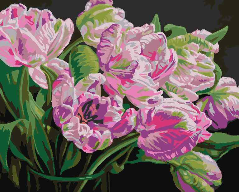 Pictura pe numere - Flori Roz 4513