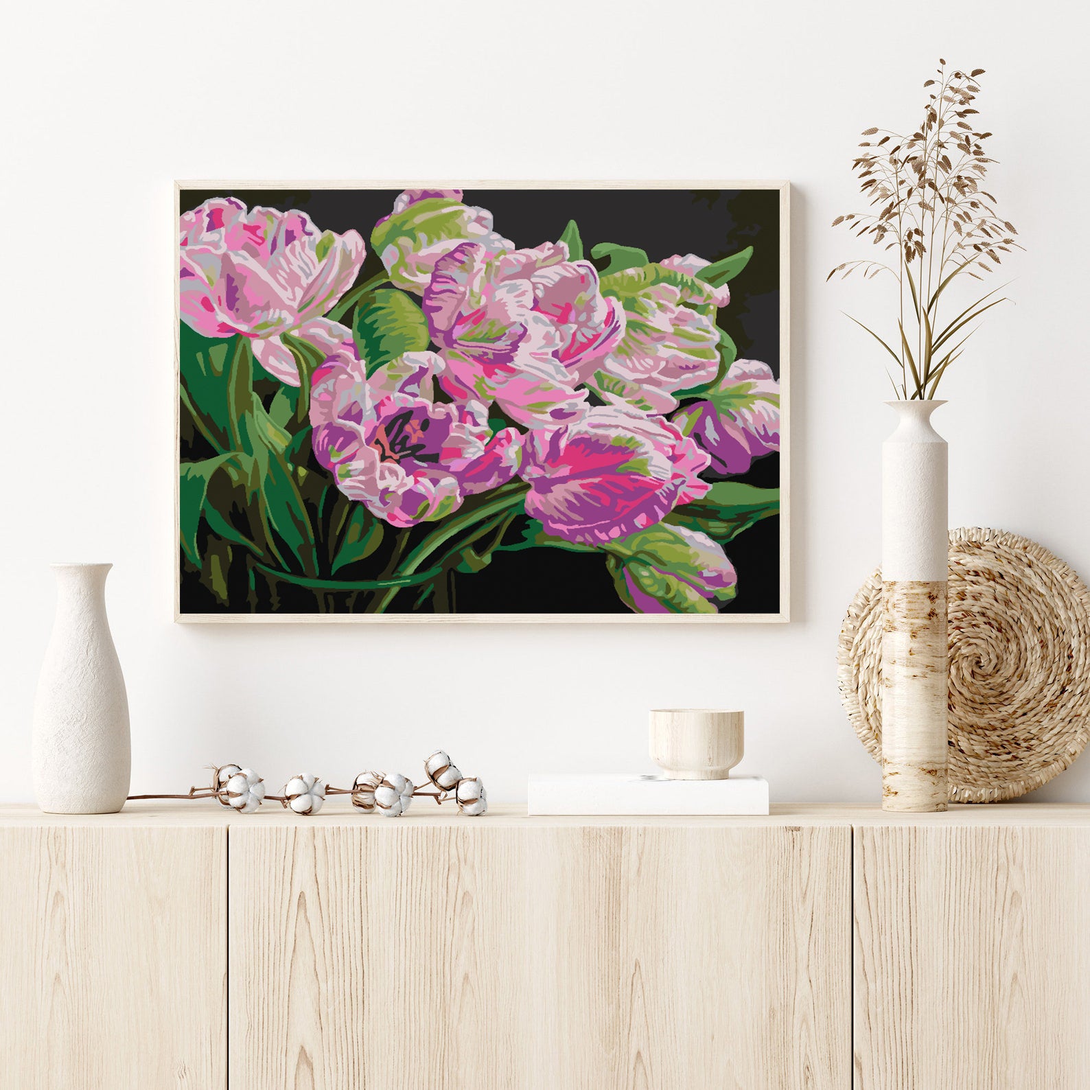 Pictura pe numere - Flori Roz 4513