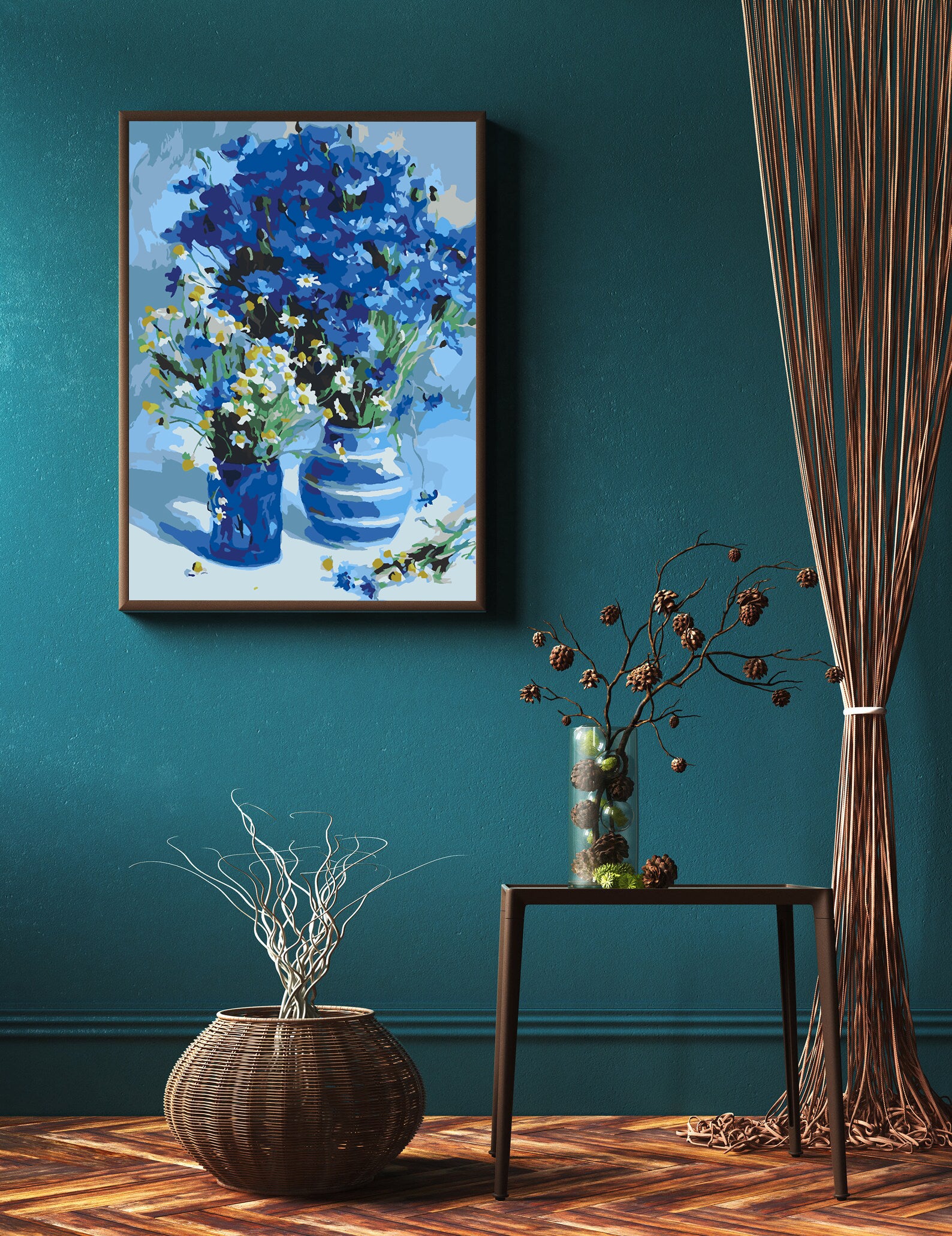Malen nach Zahlen - Blaue Blumen in Vase 4549