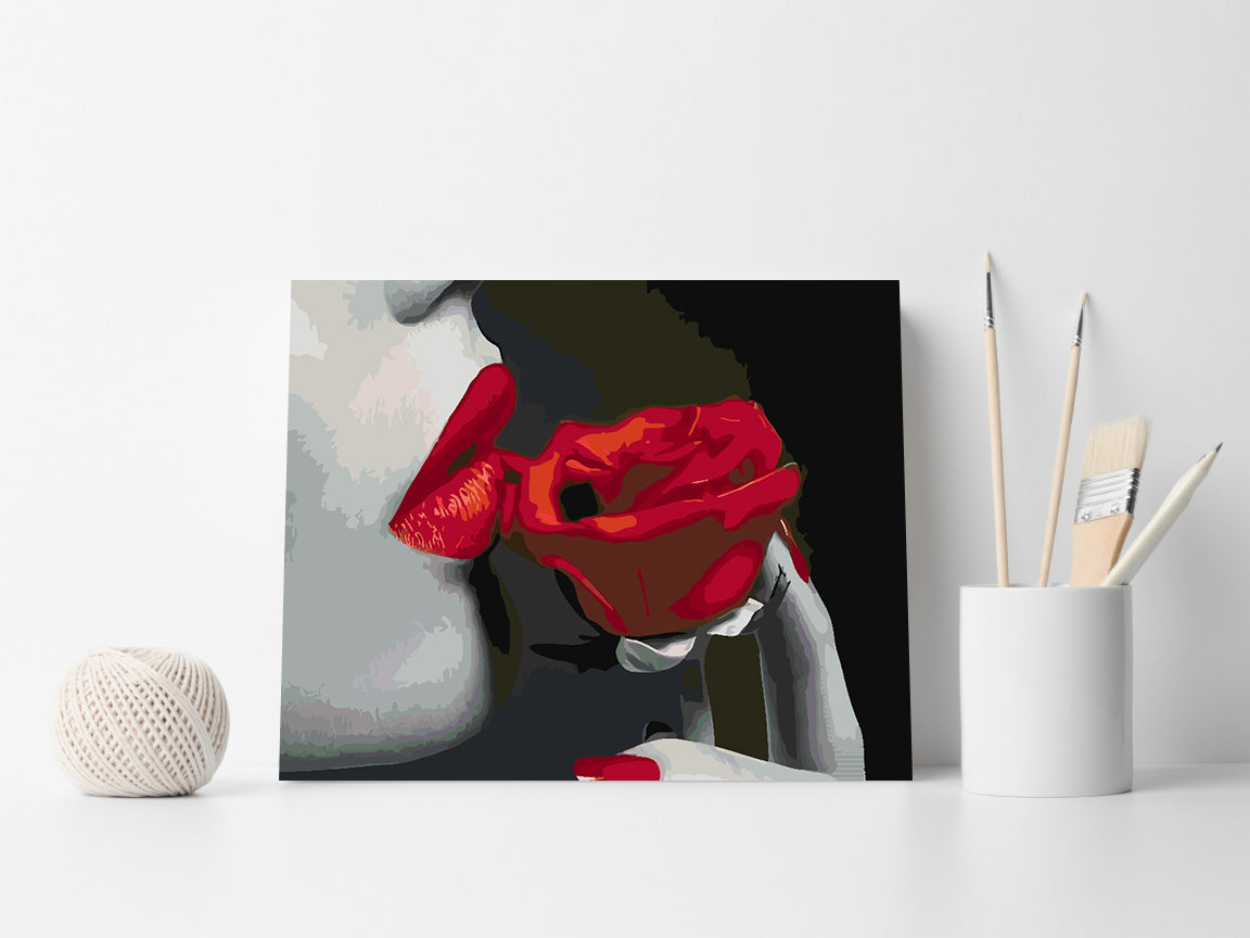 Malen nach Zahlen - Frau und rote Rose 4667