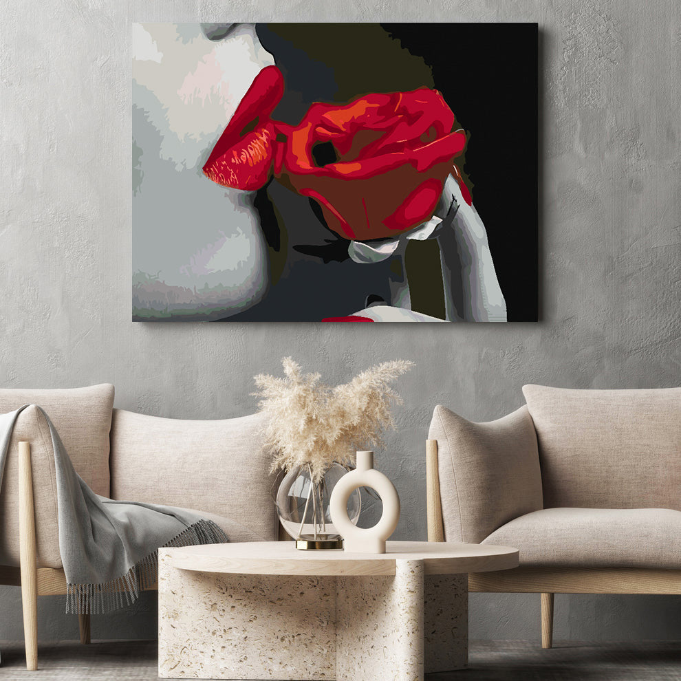Malen nach Zahlen - Frau und rote Rose 4667