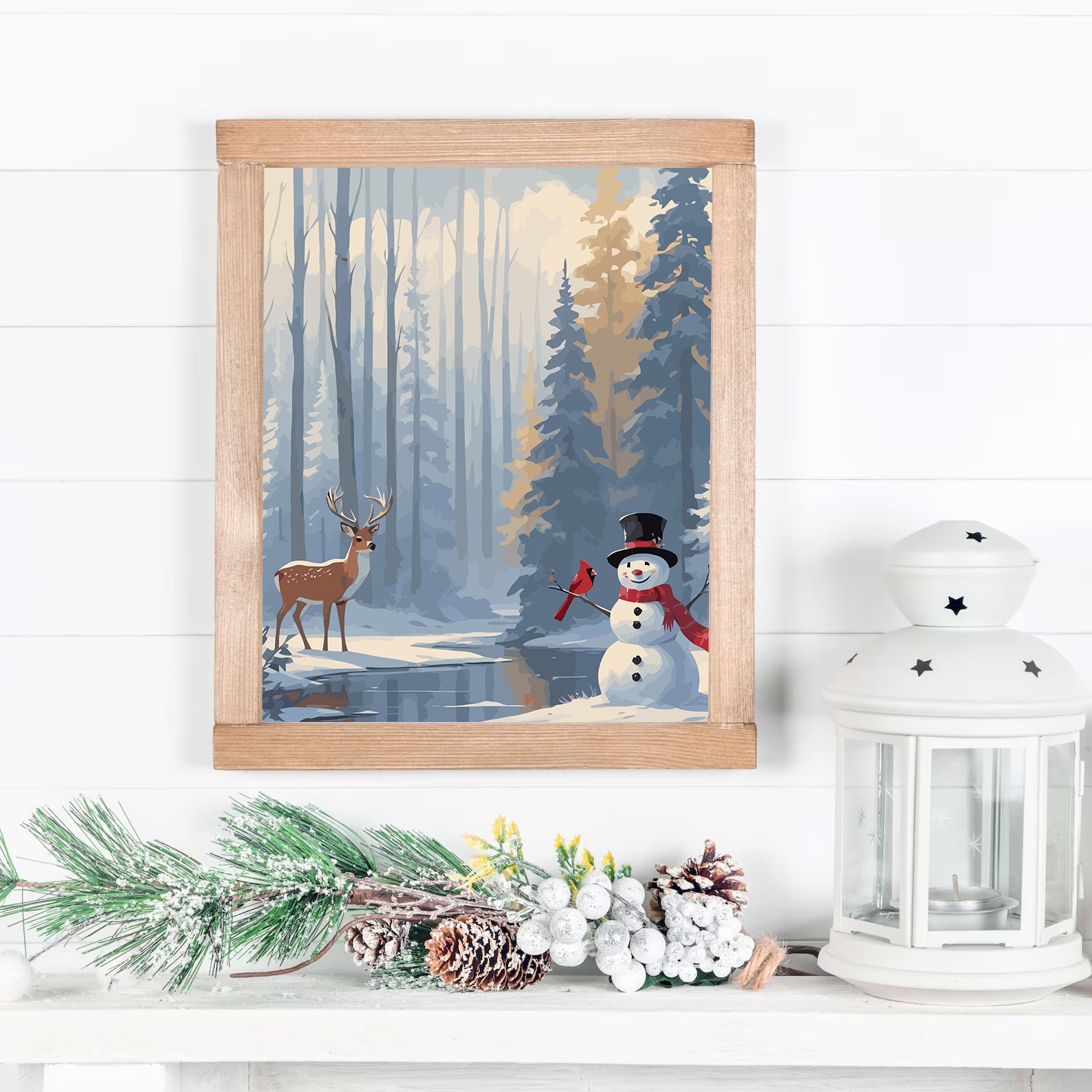 Set Pictură pe numere – Căprioară Și Om De Zăpadă 6154