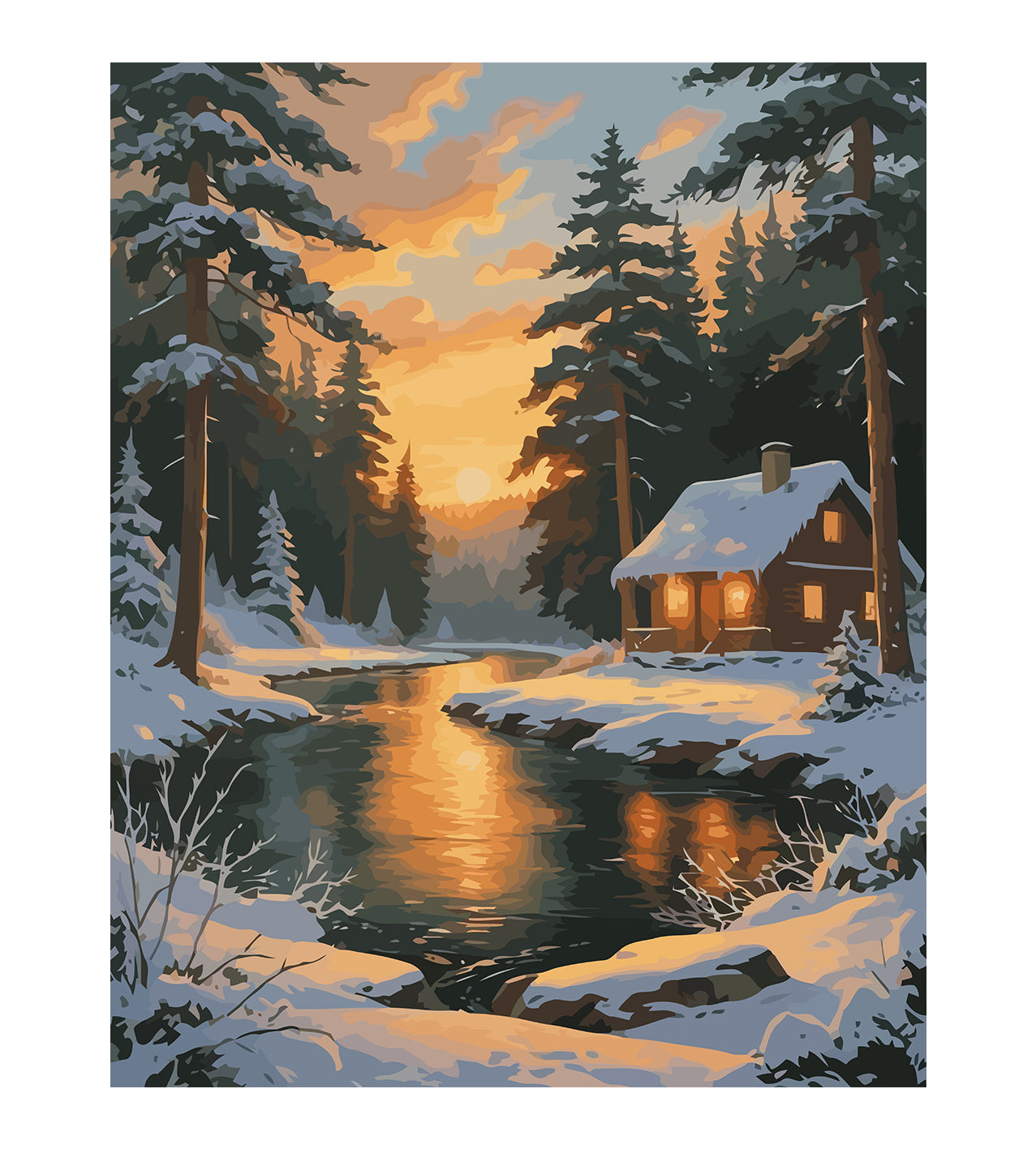 Set Pictură pe numere – Căsuță În Pădurea De Iarnă 6209