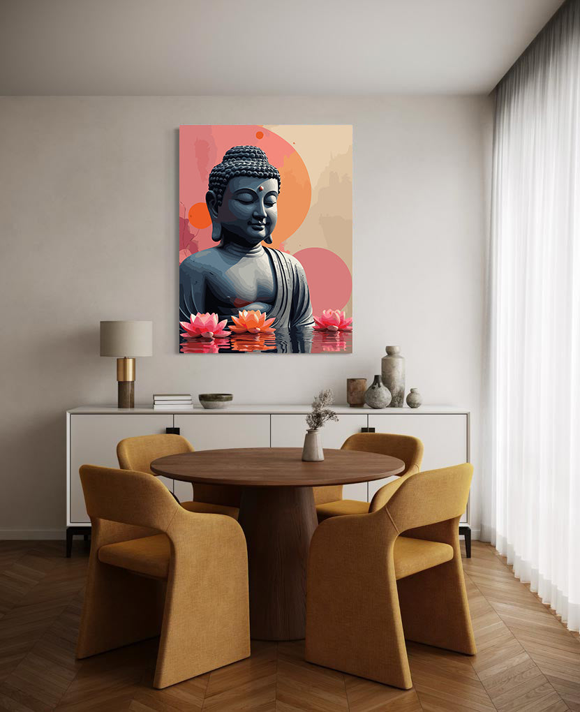 Set Pictură pe numere – Buddha Cu Flori De Lotus 6303