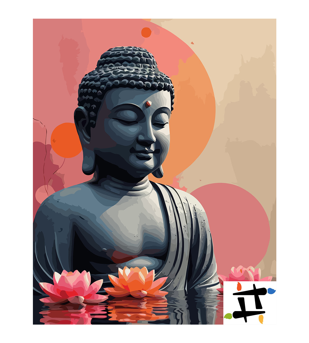 Set Pictură pe numere – Buddha Cu Flori De Lotus 6303