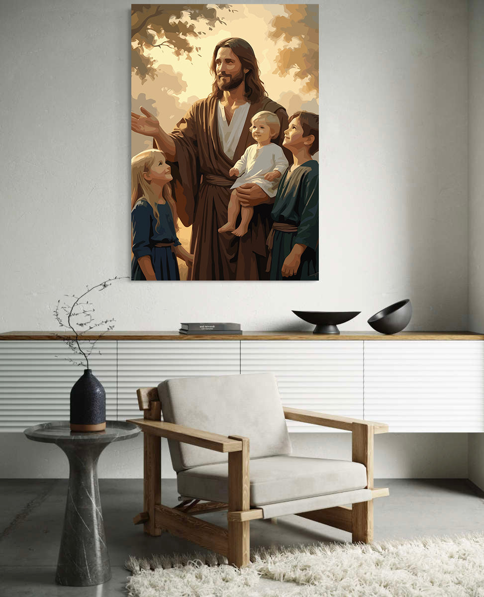 Set Pictură pe numere – Iisus Binecuvântând Copiii 6319