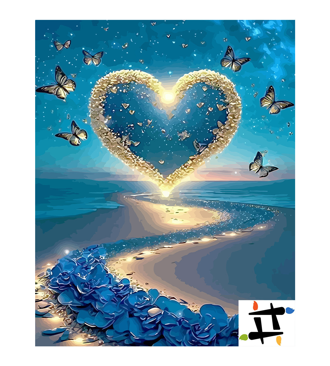 Set Pictură pe numere – Inimă Și Fluturi 6420