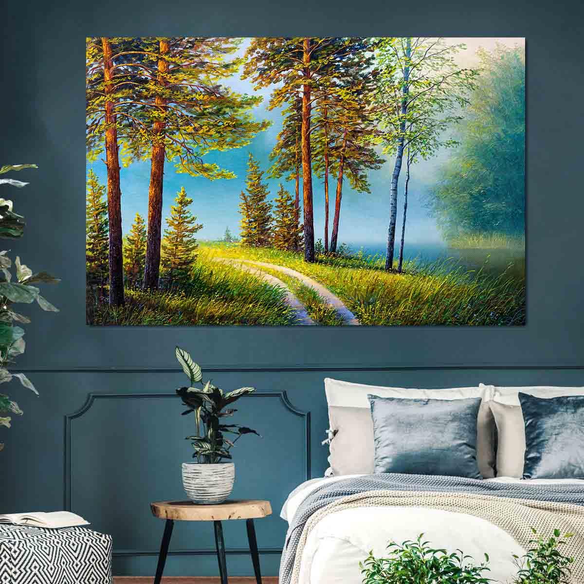 Leinwandbild - Sommerlandschaft Wald