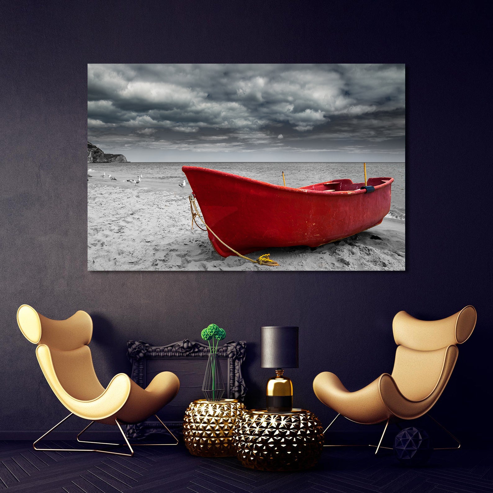 Leinwandgemälde - Kleines rotes Boot
