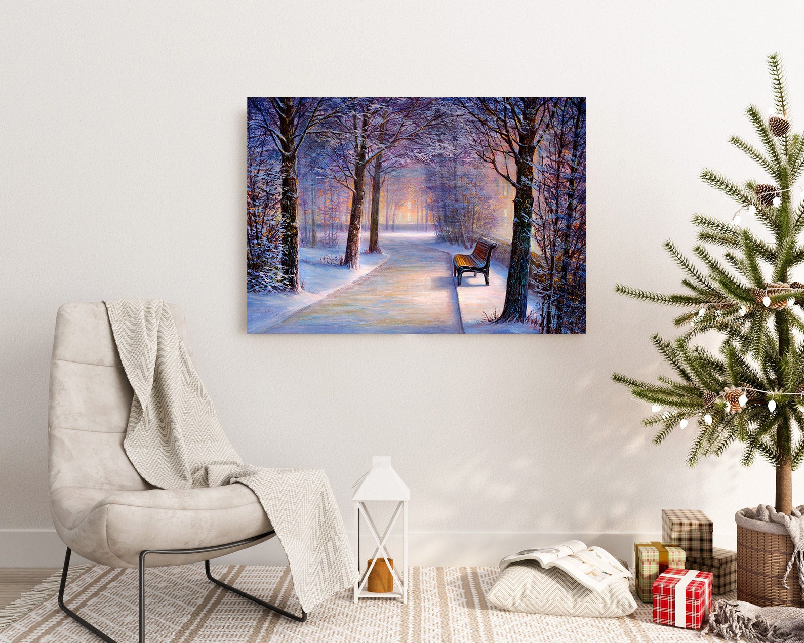 Peinture sur toile - L'hiver dans le parc