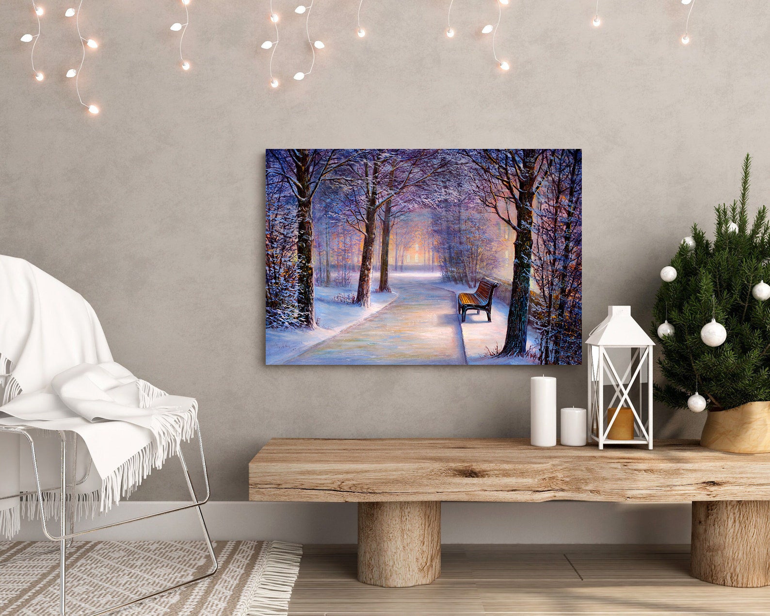 Peinture sur toile - L'hiver dans le parc