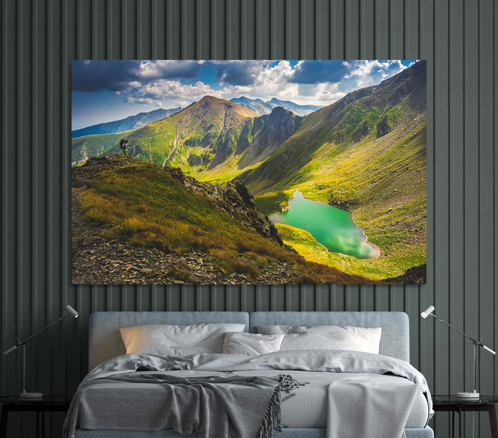 Leinwandbild - Landschaft mit Wald und Bergen