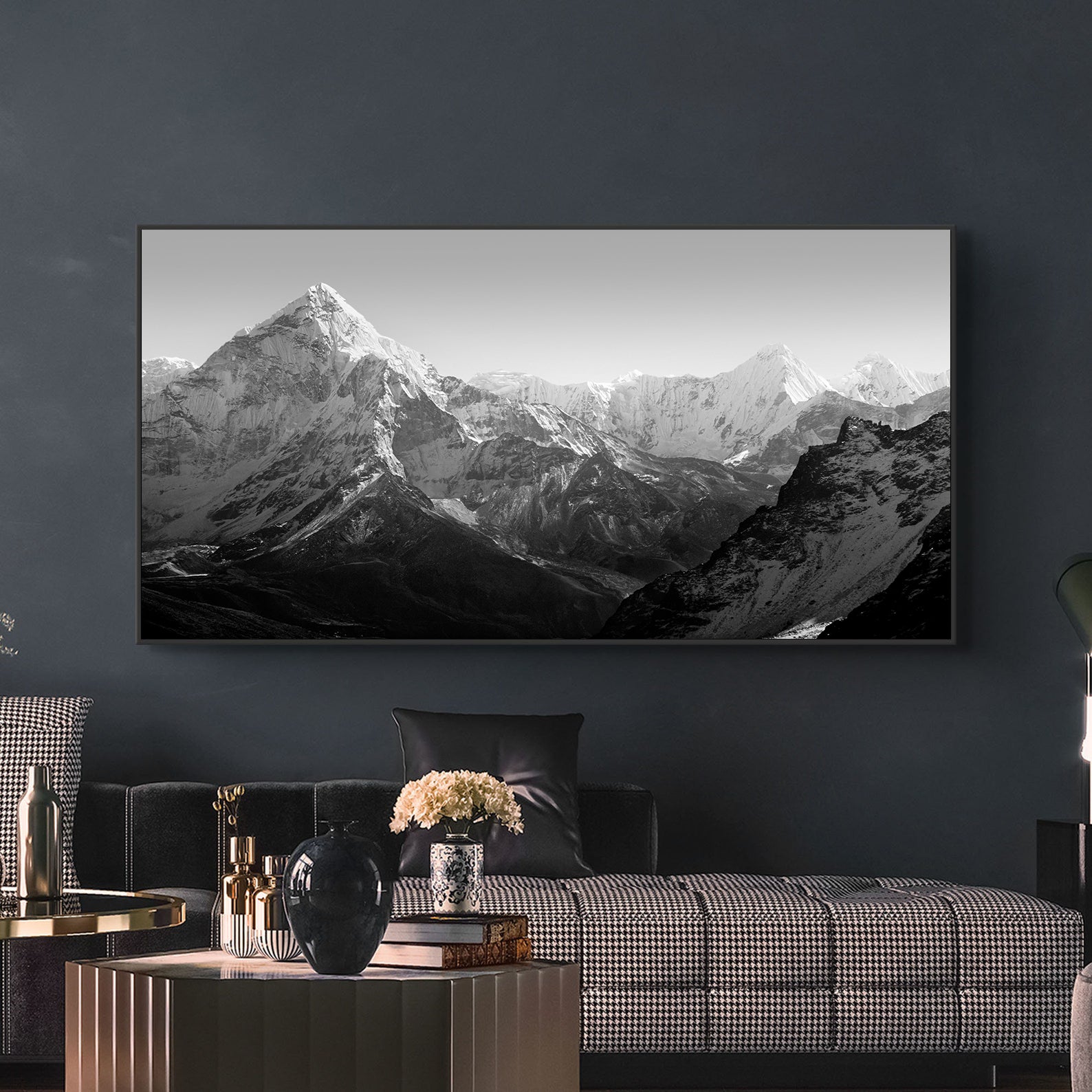 Leinwandgemälde - Schwarz-Weiß-Berg