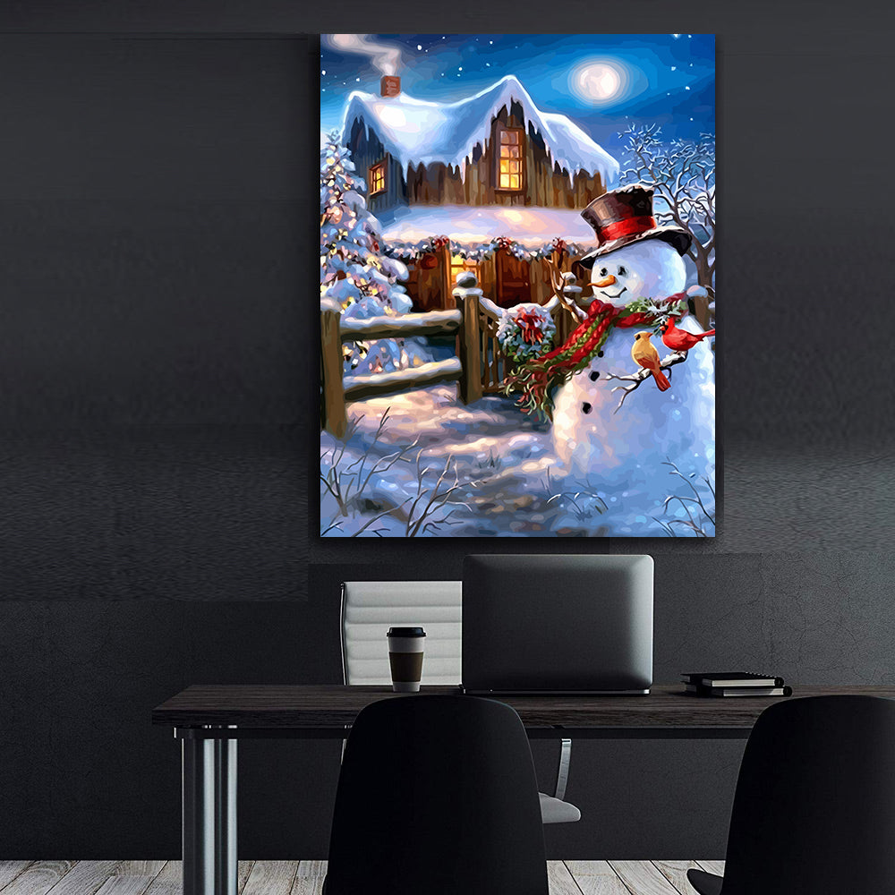 Set Pictură pe numere – Om De Zăpadă La Ușă 6130