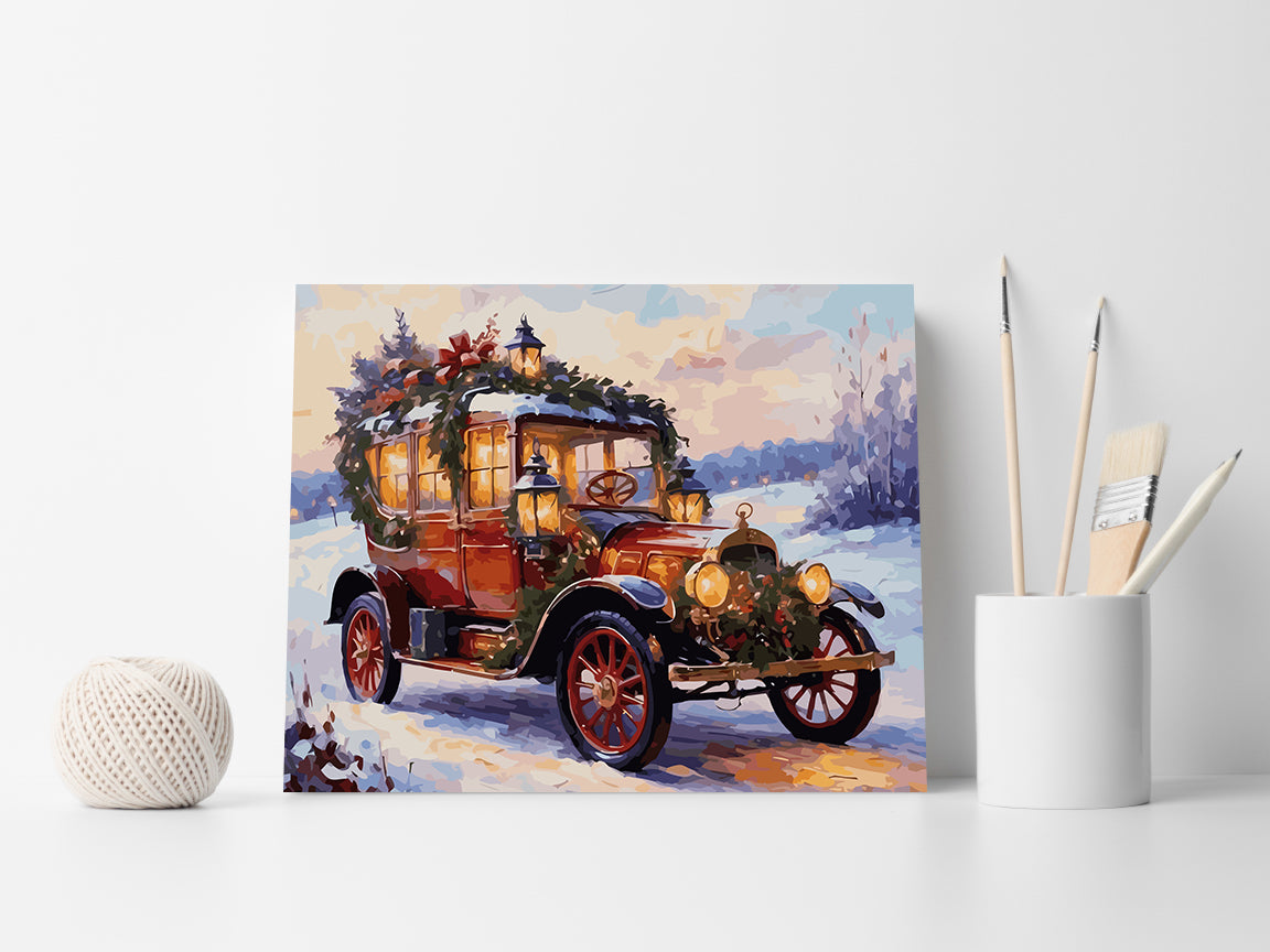 Set Pictură pe numere – Mașină Retro Iarna 6236